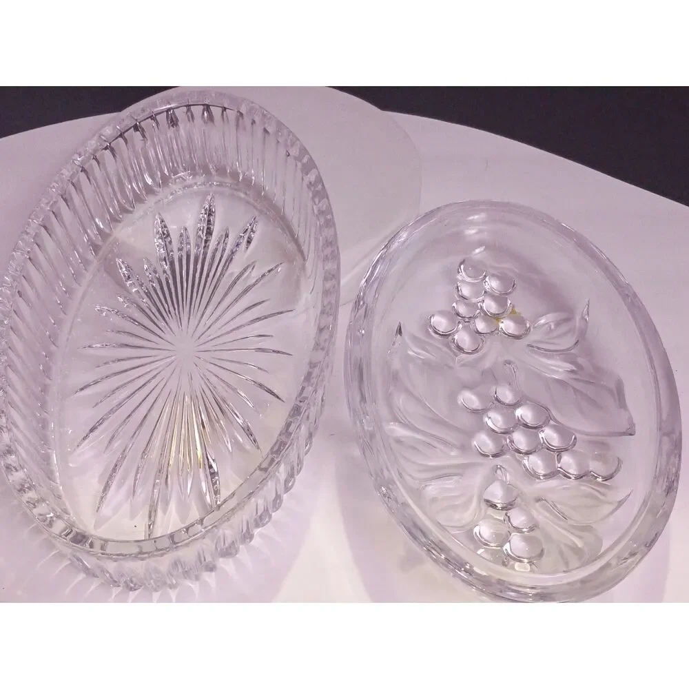 Studio Nova by Mikasa Napa Valley Grape Leaf Design Vintage Crystal Covered Dish